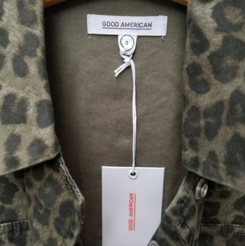 NWT Good American Leopard Print Utility Jacket